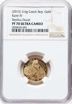 CZECHOSLOVAKIA - CZECH REP , GOLD 1 DUCAT 2015 - NGC PF 70 UC