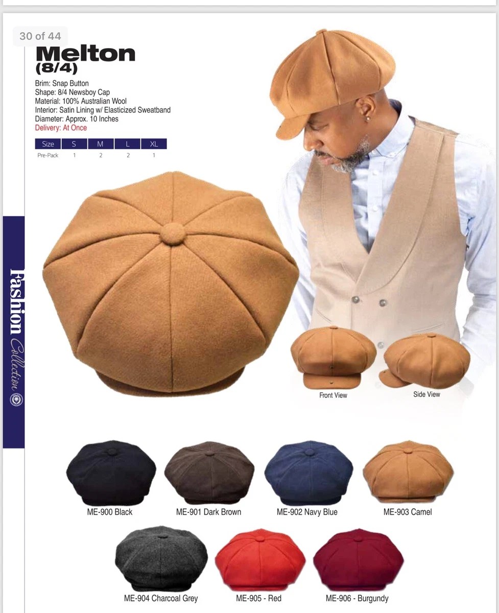 Bruno Capelo Melton Big Apple Newsboy Men s Wool Cap 8 4 Brim 39.99ea