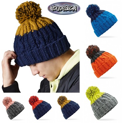 Beechfield Apres Beanie CB437 Knit Winter Hat with Pom Pom Ladies Mens
