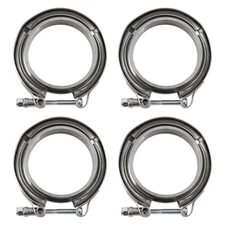 4PCS 3 Inch V Band Clamp Kit Male Female Flange Polished Steel Turbo Exhaust 3"
