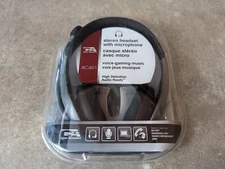 CYBER ACOUSTICS STEREO HEADSETS AC-401 HEADPHONE W/MICROPHONE AC401 V5-4