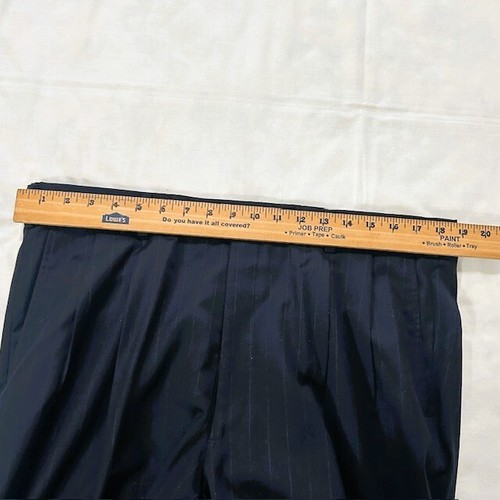 Hart Schaffner Marx Gold Trumpeter Mens Suit 42R Navy Pin Strip Pure Virgin Wool - Picture 20 of 20