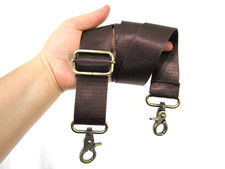 Brown Nylon Brass Hardware Replacement Adjustable Shoulder Strap 59"L, 1.5"W