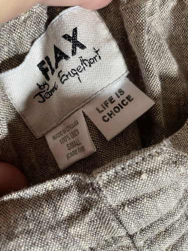 Flax Small 28” Waist L 31” 100% Linen Beige Pockets Quality Classic Career Wear - Picture 8 of 8