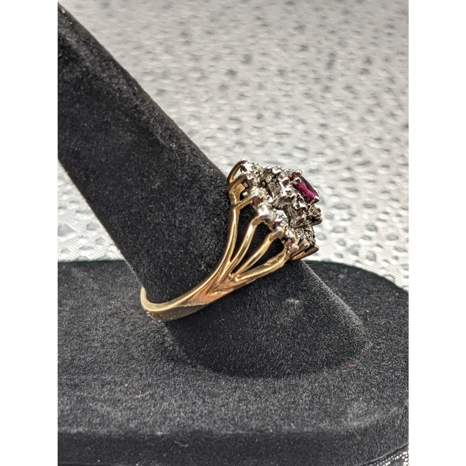 Anillo de oro 14K con gema de zafiro rosa y diamantes de 20,01 quilates I color/claridad talla 6,5 Foto 4 de 4
