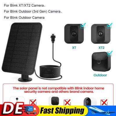 Solar Panel Waterproof with Rubber Plug for Blink XT/XT2/Outdoor Camera(3rd Gen)