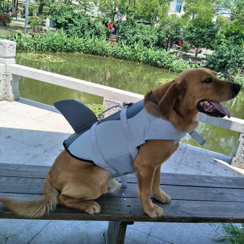Chaleco salvavidas duradero para mascotas perros chaleco de seguridad para natación con asa de tracción salvavidas para cachorros Foto 4 de 4