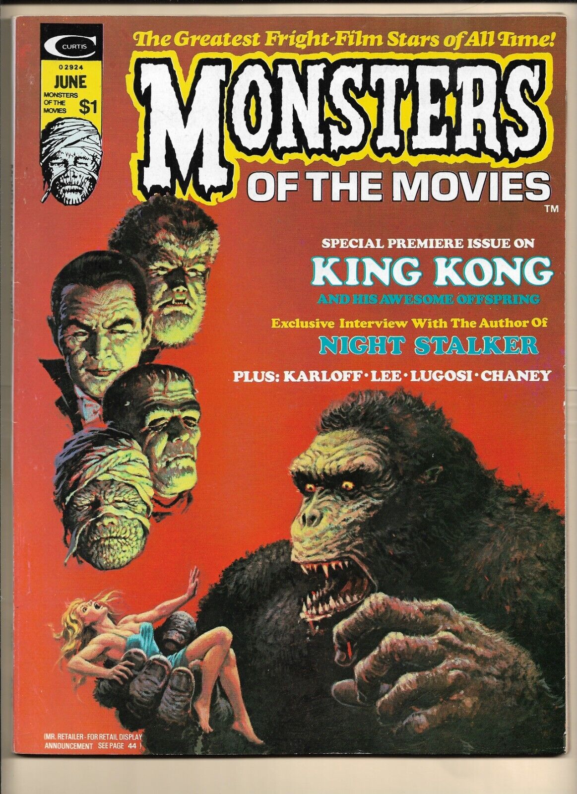 Monsters of the Movies #1 VF (1974) Frankenstein, Dracula, Lugosi. Marvel Horror