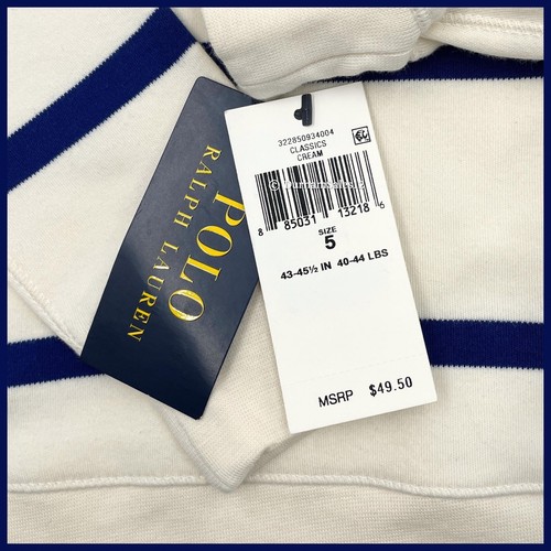 Polo Ralph Lauren Boys Striped Quarter-Zip Sweater Pullover Sz 5 Cream White NEW - Picture 5 of 14