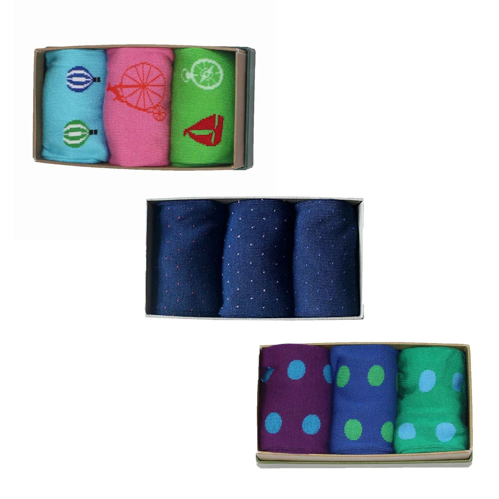 Men's 100% Bamboo Socks 3-Pair Gift Box Multi Colour/Style