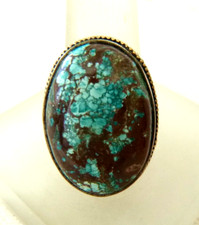 Vnt Artisan Boulder Turquoise Ring 925 Sterling Silver Scrollwork Setting Sz 8.5