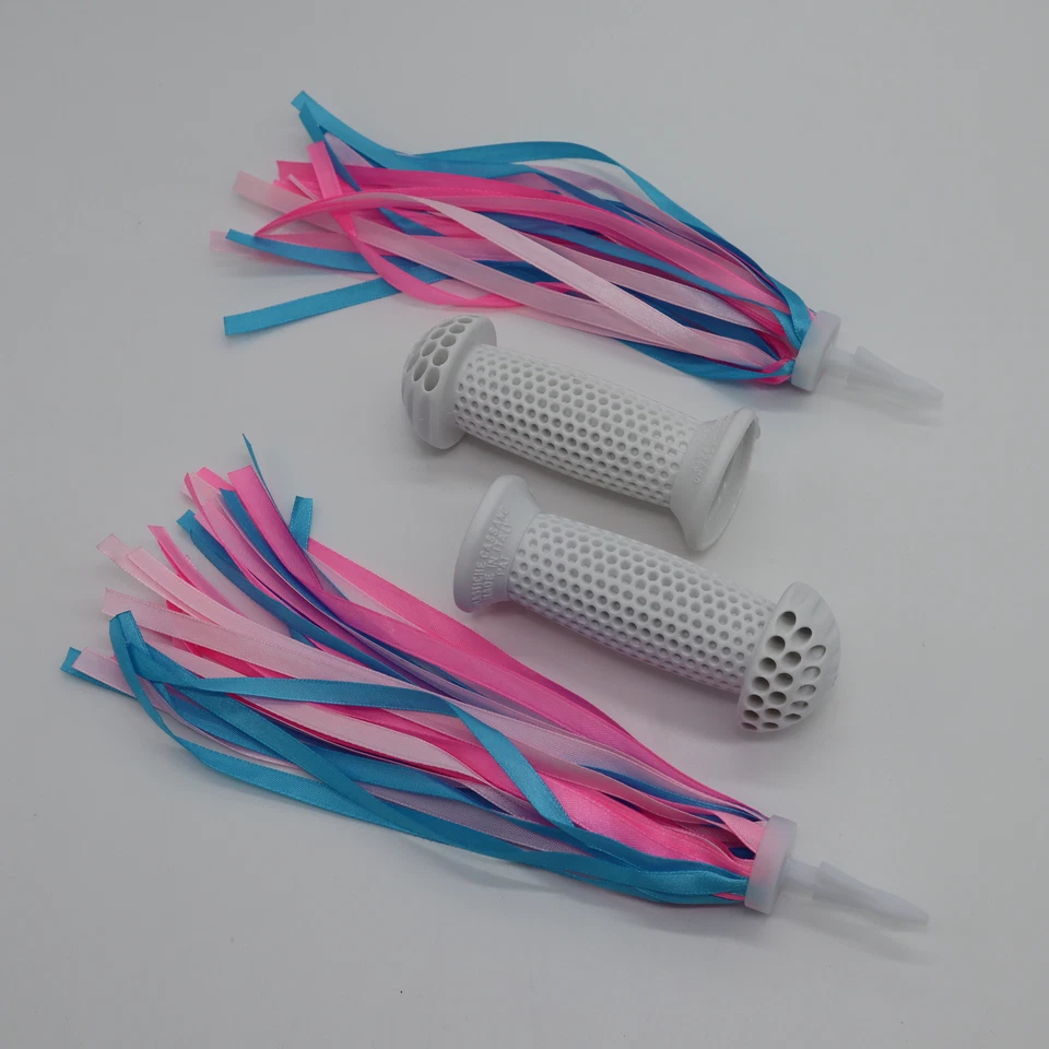 Cassano Griffe Weiß + Fransen Mädchen Kinder Lenker Roller Dreirad Fahrradgriffe - Bild 2 von 2