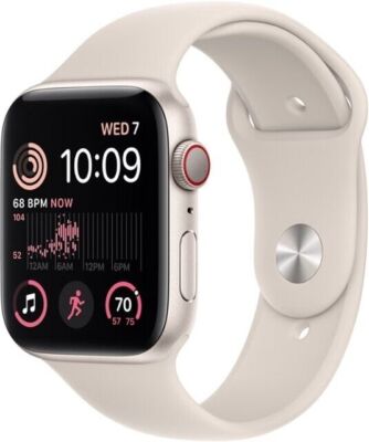 Apple Watch SE 2nd Gen GPS + Cellular 44mm Starlight Aluminum Case With Sport Ba
