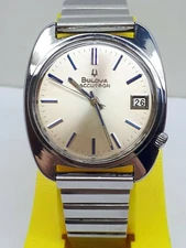 VINTAG BULOVA  ACCUTRON TUNING FORK DATE WATCH STAILESS STEEL TOP CONDITION RARE