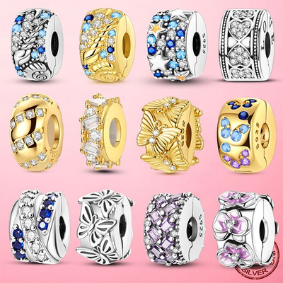 #ad LAZA European 925 Sterling Silver DIY Charms Clip Bead AAA CZ fit Women Bracelet $9.13