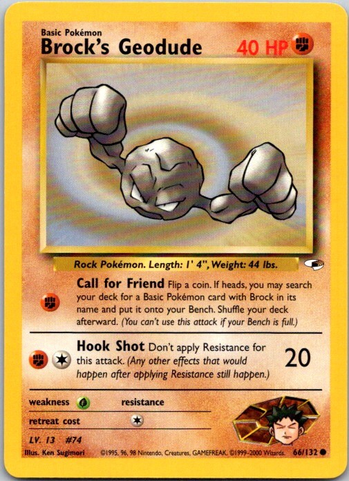 Brock's Geodude (66) Unlimited Common Gym Heroes 066/132 NM