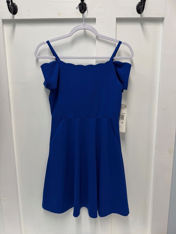 NWT RARE EDITIONS ROYAL BLUE SCALLOPED DRESS