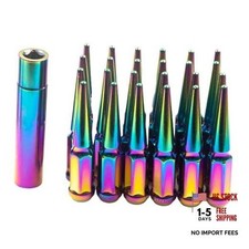 24 M14 x 1.5 Lug Nuts Spike Lug Nuts 4.4" Tall Acorn with 1 Socket Key