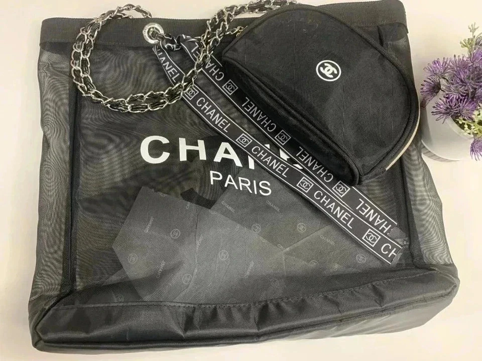NEWCHANEL REGALO VIP Belleza Malla Bolso de Mano Playa Bolsa Estuche Almacenamiento Negro Foto 3 de 4