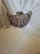 Very Old Clay Hanging Hollow Flask With A Fish On Front