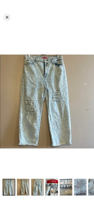 #ad Y2K Vintage Guess Wide Leg Cropped Acid Wash Ripped Women’s Jeans. Size 31. $49.00