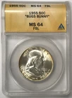 1955 50C Franklin Half Dollar - Bugs Bunny - ANACS MS64 FBL
