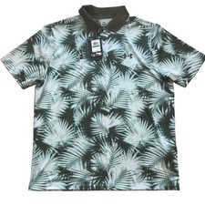 Under Armour Mens Matchplay Printed Polo Golf Shirt Green Palm Leaf 1377377 L