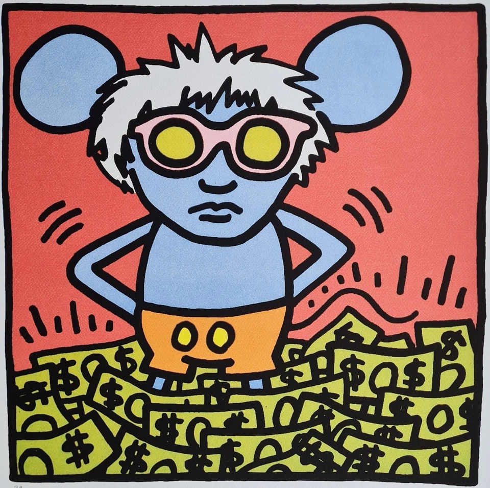 KEITH HARING * Andy Mouse * 70 x 50 cm * signed lithograph * limited # 29/150 - Bild 2 von 4