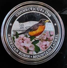 Connecticut US State Bird & Flag Colorized Rare Bullion-0.999 Silver 1 Oz Coin