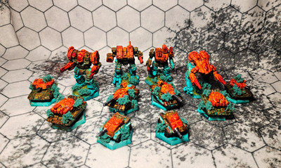 Battletech Full 12 Unit Squad, 4 Mechs, 8 Vehicles, All Cards Included