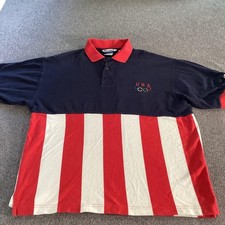 Vintage Champion USA Olympic Polo Shirt Mens Large Striped Team 90s
