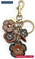 Leather Flower Bag Charm, Floral Keychain Accessory for Handbags, Purses, and Ca