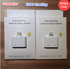 2 in 1 Adapter Headphone Jack Splitter Audio For iPhone 1-PACK