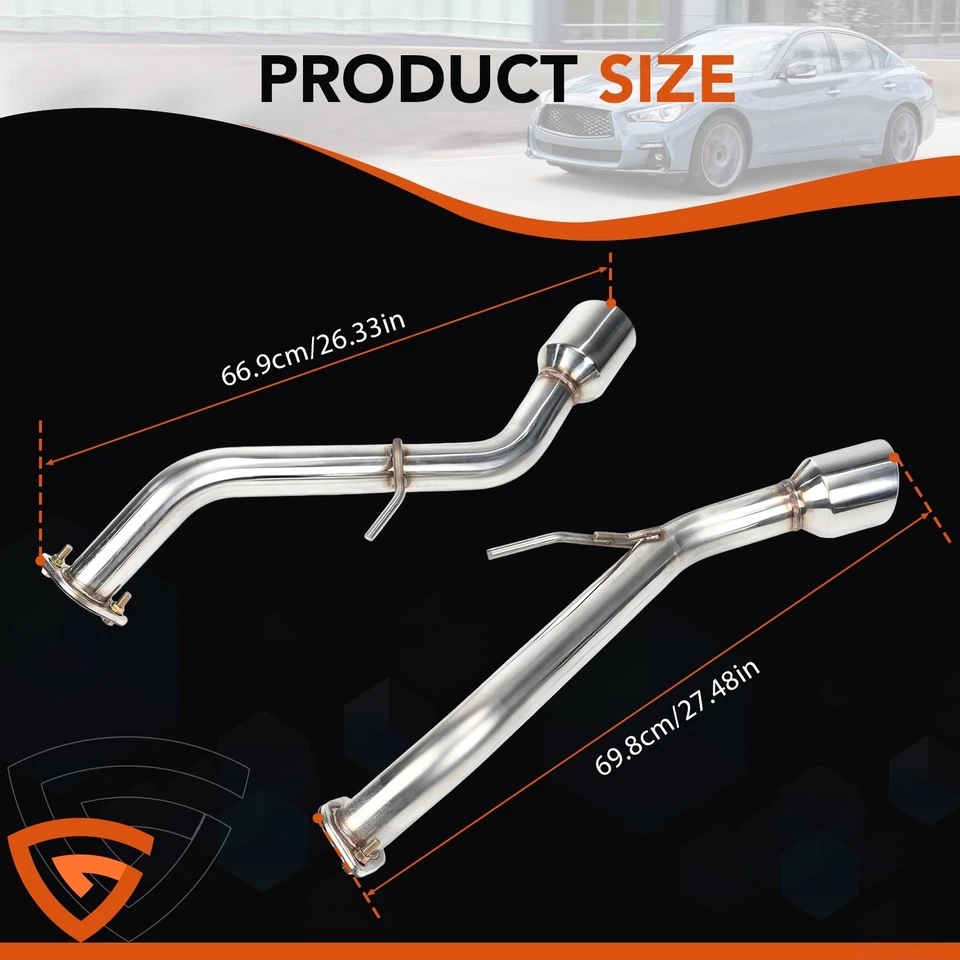 For 14-Up Infiniti Q50 Muffler Axle Back Double Wall Dual Round Angle Cut - Image 2 of 4