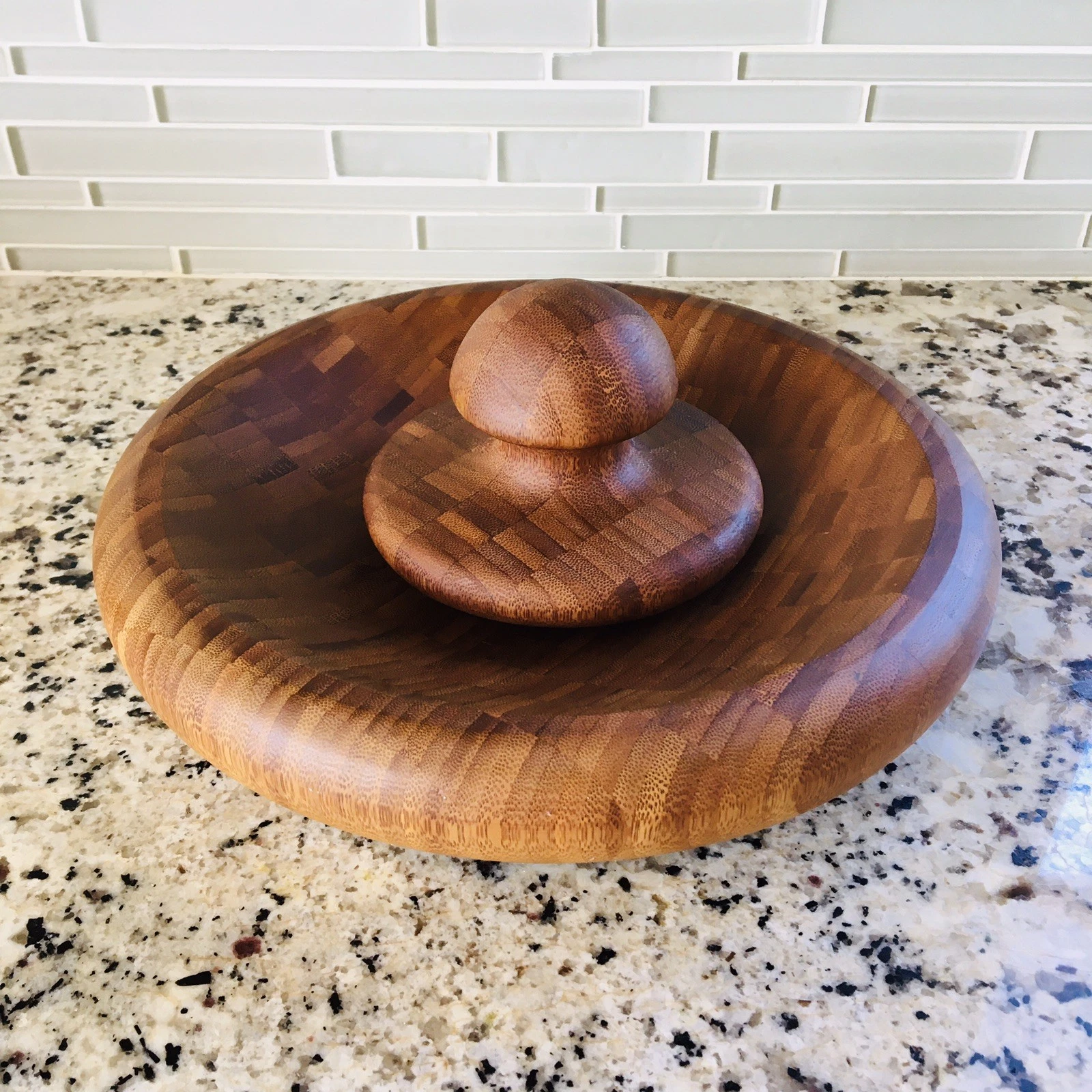 Wood Pestle and Mortar Low Profile Perfect for Herbs and Spices 10" x 2"