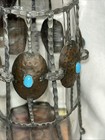 Vintage Artisan Hammered Copper Caged/Lid  Turquoise Accent Glass Pitcher UNIQUE — photo 8