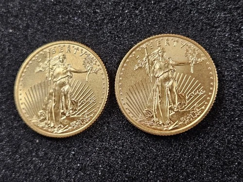 (2) UNC 1/4 oz $10 Gold American Eagle Bullion Coin (2008/2009), 1/2 OZ TOTAL