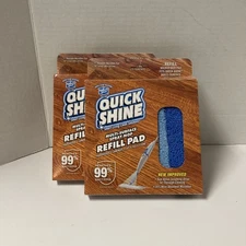 (2) Quick Shine Spray Mop Refill Pads 15"W x 5.5"D Washable & Reusable Dual Blue