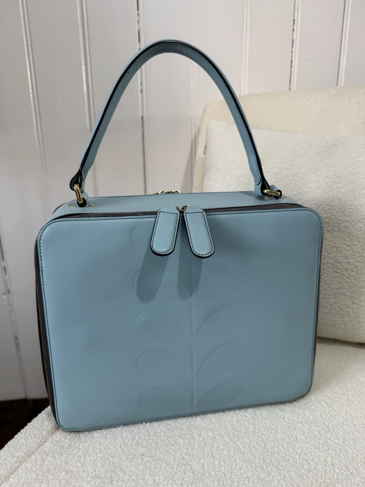 Orla Kiely Embossed Leather Bethan Bag Turquoise