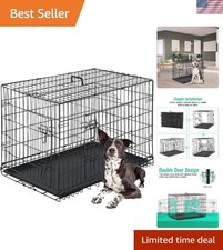 Secure  Spacious 42  Dog Cage with Divider and Leak-Proof Tray for Large Breeds