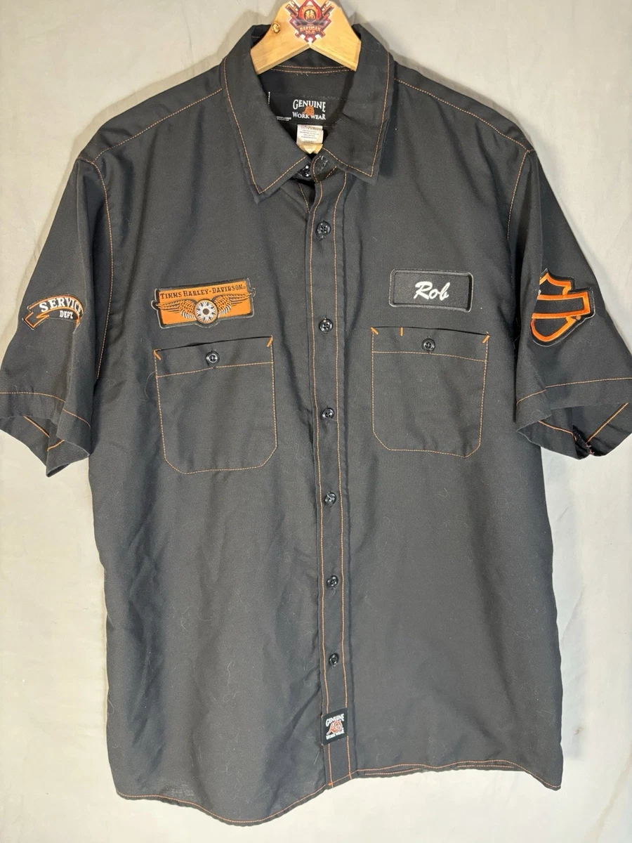 Harley-Davidson Short Sleeve Striped Casual Button-Down Shirts for
