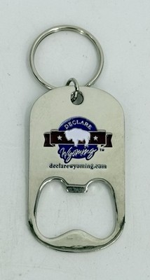  Declare Wyoming  Bison Buffalo Chrome Bottle Opener Metal Keychain NWOP