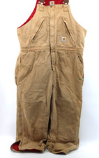 Carhart Bib Overalls Size 44x32 R38 BRN Double Knee Quilt Line Vintage USA