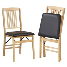COSTWAY Folding Dining Chairs Set of 2 Foldable Upholstered Kitchen Chairs