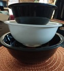 Pyrex 322 323 325 Black and White Clear Bottom Glass Set Of 3 Mixing Bowls — photo 5