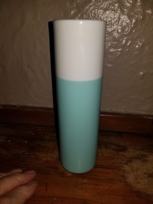 TIFFANY & CO COLOR BLOCK FLOWER CYLINDER VASE WHITE TIFFANY BLUE