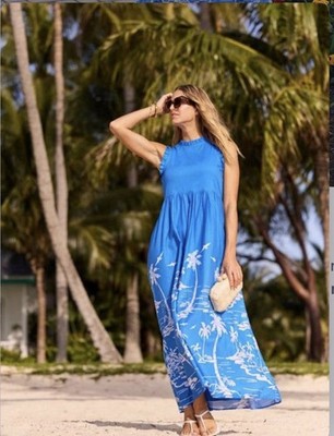 Jude Connally Constance Tropical Maxi Dress Resort Vacation Wedding Brunch M