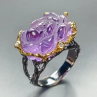 Fine Art jewelry 27 ct Natural Amethyst Ring 925 Sterling Silver Size 8 /R471613