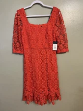 Tahari Womens Lace Tired Lined Square Neck Back Zip Mini Dress Party 6 NWT