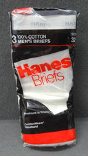 NEW Hanes Men's 32 3-Pack Brief White ComfortWeave Waistband 1989 VTG USA Fabric
